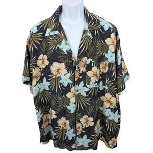 Island Shores 2XL Mens Hawaiian Shirt Floral Palm Trees Vacation Button Up /A257